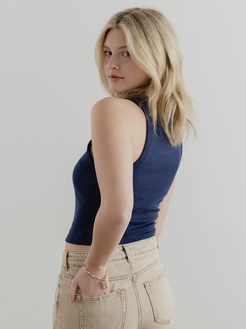 "The Riley" Cropped Tank - Navy