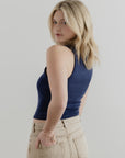 "The Riley" Cropped Tank - Navy