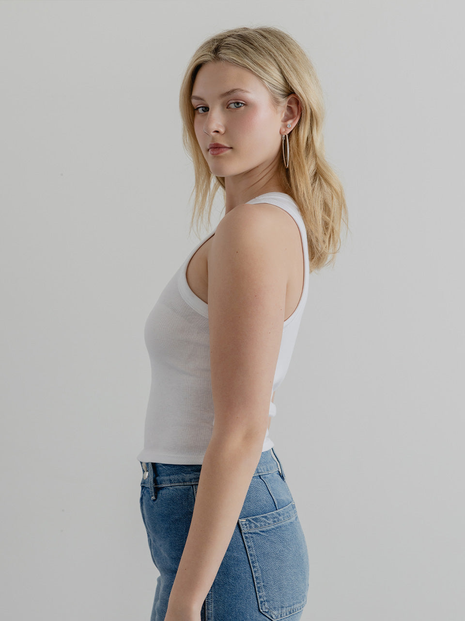 "The Riley" Cropped Tank - White